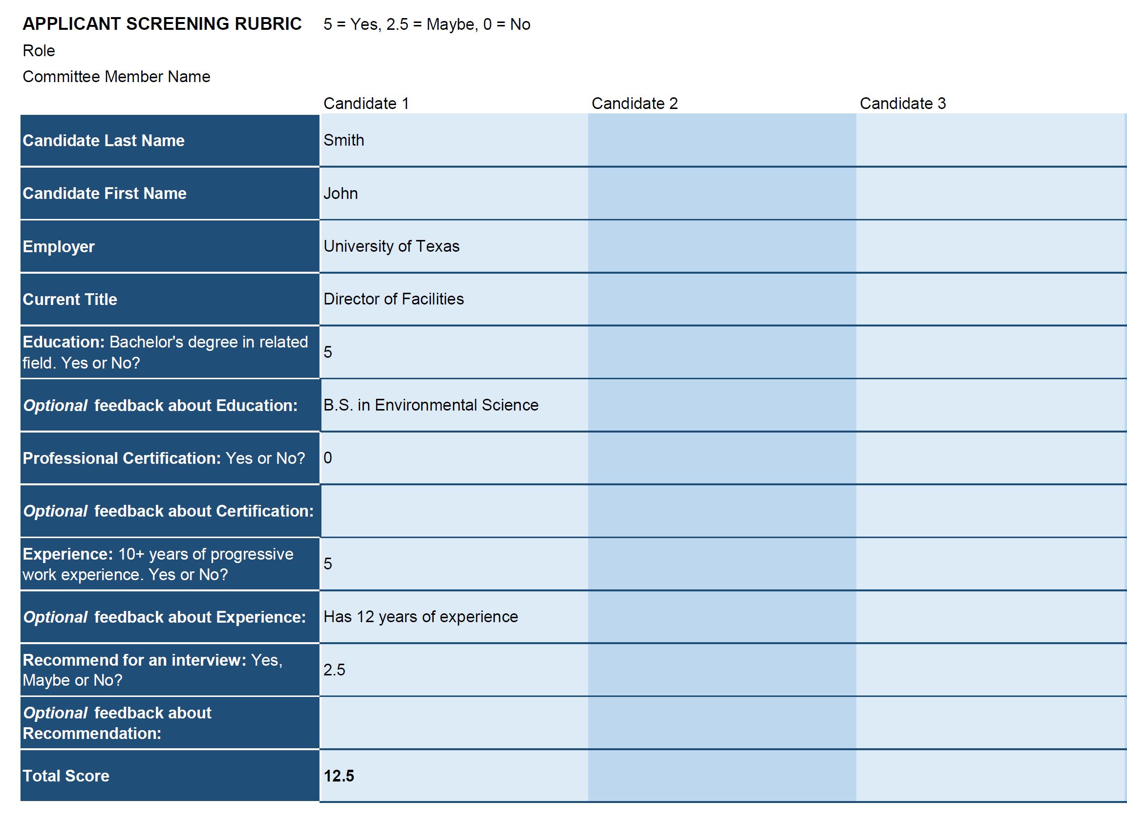 Guide for Evaluating Candidates in a Job Interview